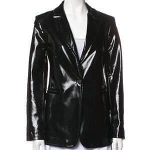 Alice and Olivia Breann Shiny Faux Leather Blazer